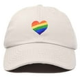 thumbnail image 1 of DALIX Rainbow Heart Hat Embroidered Mens Womens Baseball Cap in Beige, 1 of 6