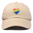 thumbnail image 1 of DALIX Rainbow Heart Hat Embroidered Mens Womens Baseball Cap in Khaki, 1 of 5