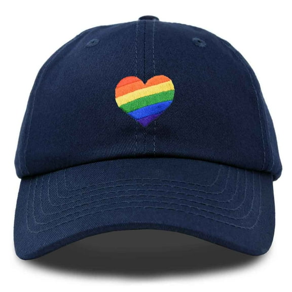 DALIX Rainbow Heart Hat Embroidered Mens Womens Baseball Cap in Navy Blue