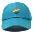 thumbnail image 1 of DALIX Rainbow Heart Hat Embroidered Mens Womens Baseball Cap in Teal, 1 of 6