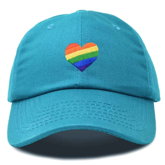 DALIX Rainbow Heart Hat Embroidered Mens Womens Baseball Cap in Teal