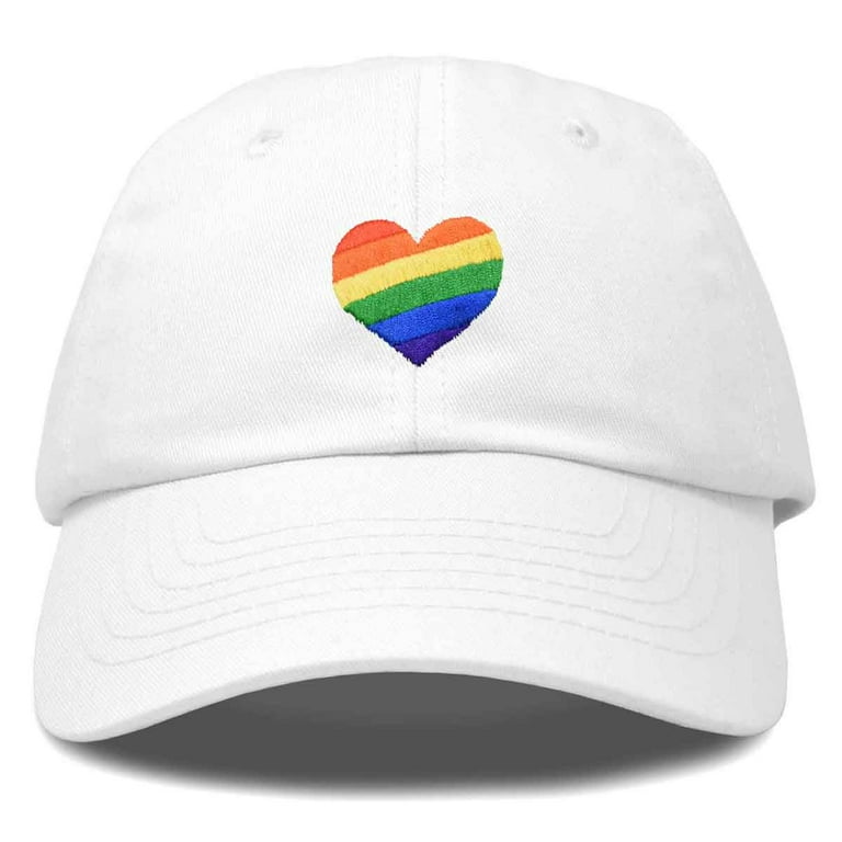 DALIX Rainbow Heart Hat Embroidered Mens Womens Baseball Cap in White