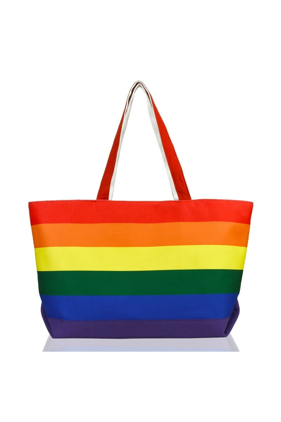 Rainbow Tote Bag with Zippered Top