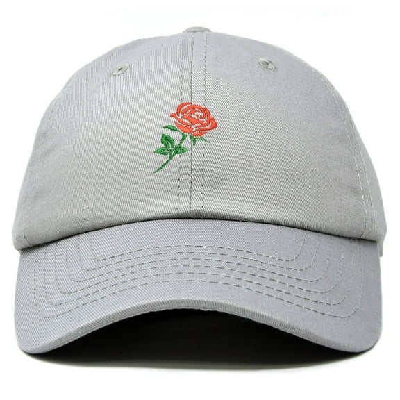 DALIX Red Rose Hat Premium Embroidered Baseball Cap Mens Womens in Gray