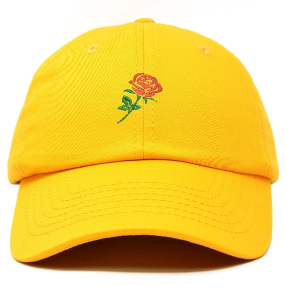 DALIX Red Rose Hat Premium Embroidered Baseball Cap Womens in Gold