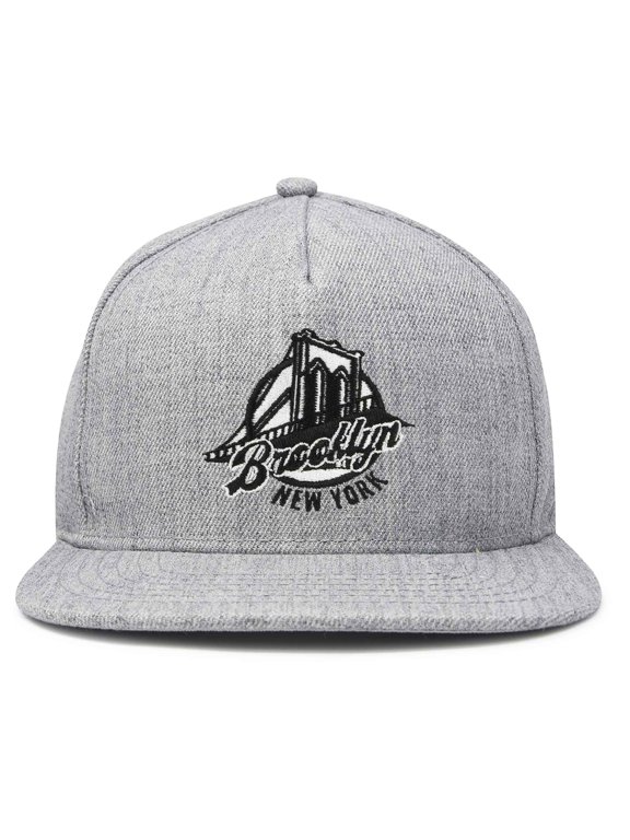 Retro Brooklyn Hat Flat Bill Snapback Embroidered Baseball Cap in Light Gray