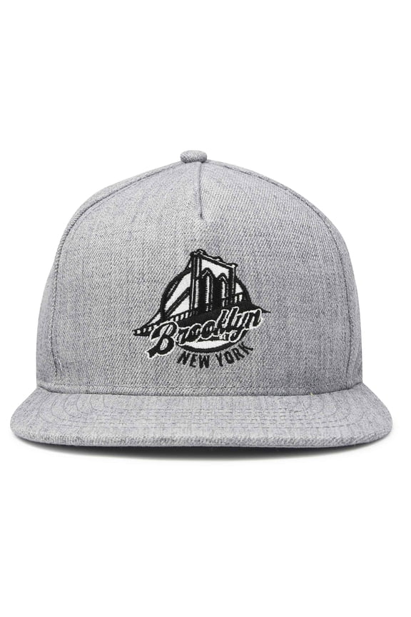 Retro Brooklyn Hat Flat Bill Snapback Embroidered Baseball Cap in Light Gray