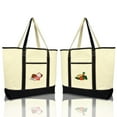 thumbnail image 1 of DALIX Reusable Grocery Tote Bag Cotton Canvas Meats and Vegetables Set in Black, 1 of 7
