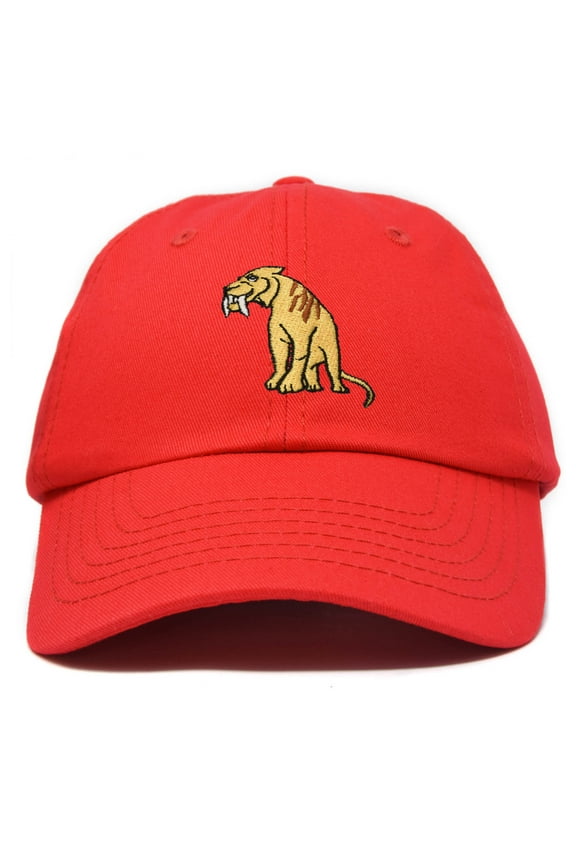 Sabertooth Tiger Kids Hat Boys Girls Baseball Cap in Red