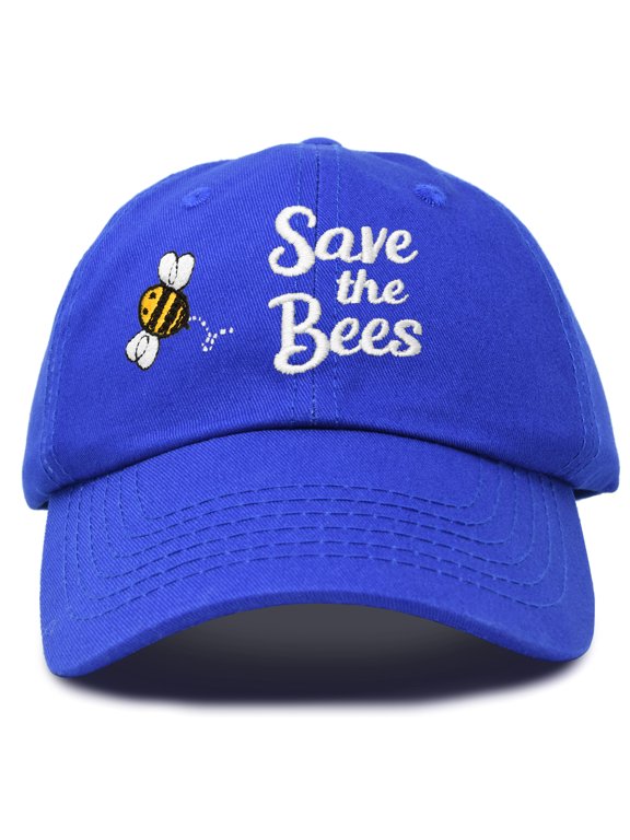 Save The Bees Baseball Cap Dad Hat Embroidered Womens Girls in Royal Blue