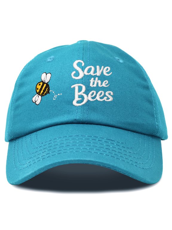 Save The Bees Baseball Cap Dad Hat Embroidered Womens Girls in Teal