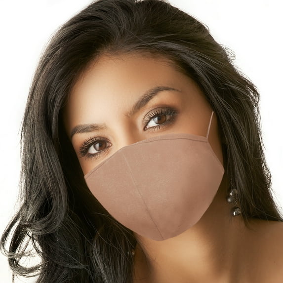 DALIX Skin Tone Cloth Face Mask 3 Layer Filter Pocket Nose Piece in Almond - L-XL