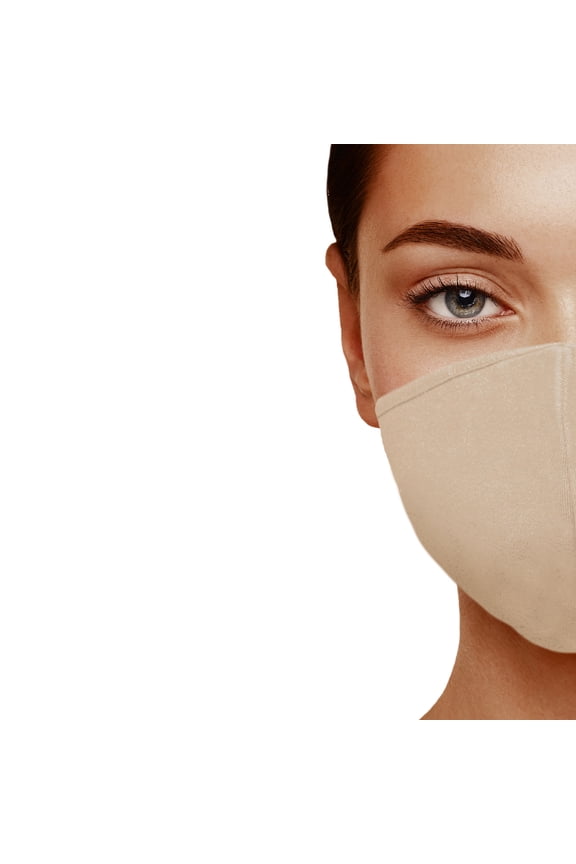 Skin Tone Cloth Face Mask 3 Layer Filter Pocket Nose Piece in Dawn - S-M