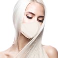 thumbnail image 1 of DALIX Skin Tone Cloth Face Mask 3 Layer Filter Pocket Nose Piece in Porcelain - S-M, 1 of 6