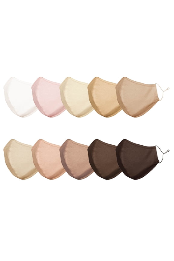 Skin Tone Face Mask 3 Layer Filter Pocket Nose Piece Assorted - S-M (10-Pack)