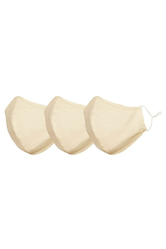 Skin Tone Face Mask 3 Layer Filter Pocket Nose Piece Bare - L-XL (3-Pack)