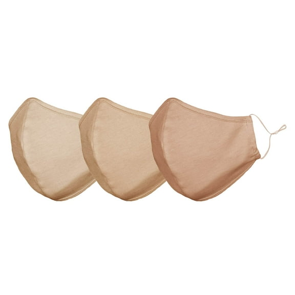 DALIX Skin Tone Face Mask 3 Layer Filter Pocket Nose Piece Medium Tone - L-XL (3-Pack)