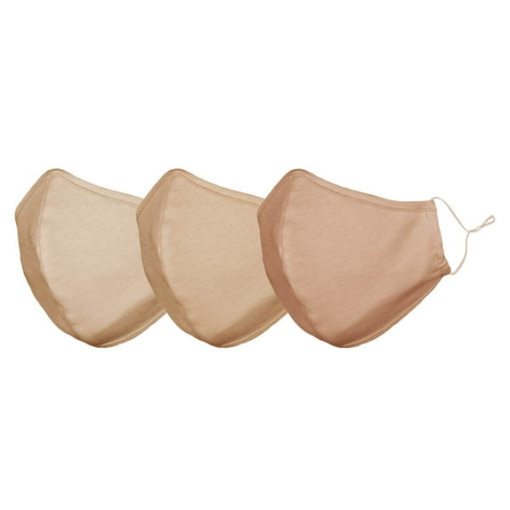 DALIX Skin Tone Face Mask 3 Layer Filter Pocket Nose Piece Medium Tone - L-XL (3-Pack)