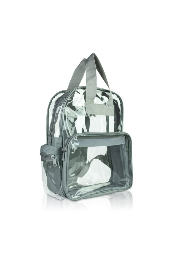 Small Clear Backpack Transparent PVC Security Security School Bag in Light Gray