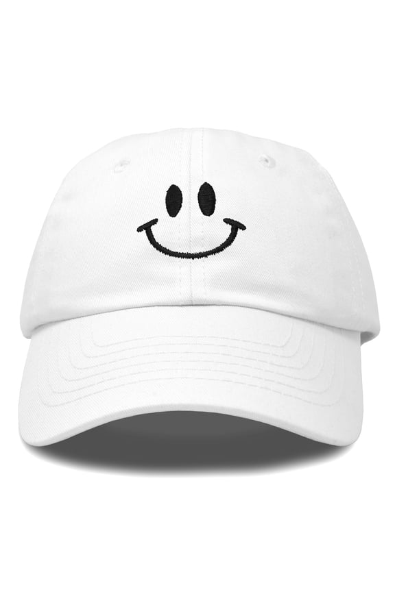 Smile Face Baseball Cap Smiling Happy Dad Hat Men Women Teens in White