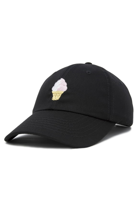 Soft Serve Ice Cream Hat Cotton Baseball Cap in Black