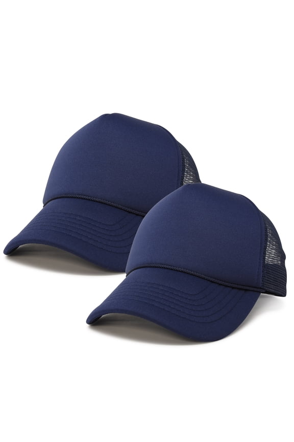 Solid Blank Trucker Hats Caps (2 for 1 Deal) in Navy Blue