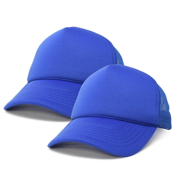 DALIX Solid Blank Trucker Hats Caps (2 for 1 Deal) in Royal Blue