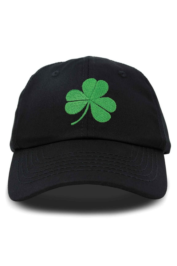 St. Patrick's Day Shamrock Hat Womens Embroidered Baseball Cap in Black