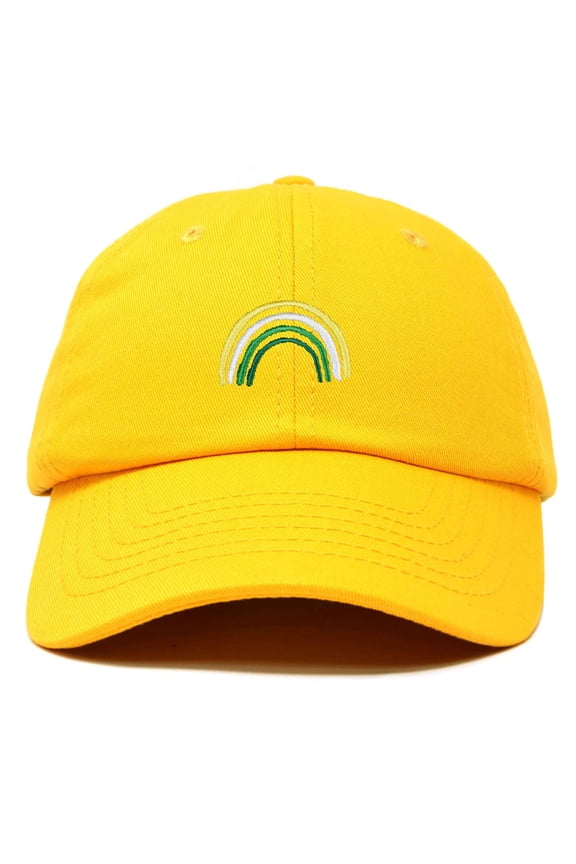 St. Patricks Rainbow Hat Womens Embroidered Baseball Cap in Gold