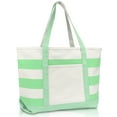 thumbnail image 1 of DALIX Striped Boat Bag Premium Cotton Canvas Tote in Mint Green, 1 of 7