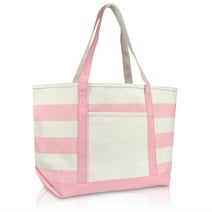 DALIX Striped Boat Bag Premium Cotton Canvas Tote in Pink