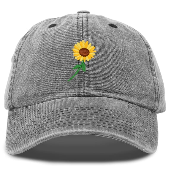 DALIX Sunflower Hat Womens Floral Baseball Cap Washed in Black