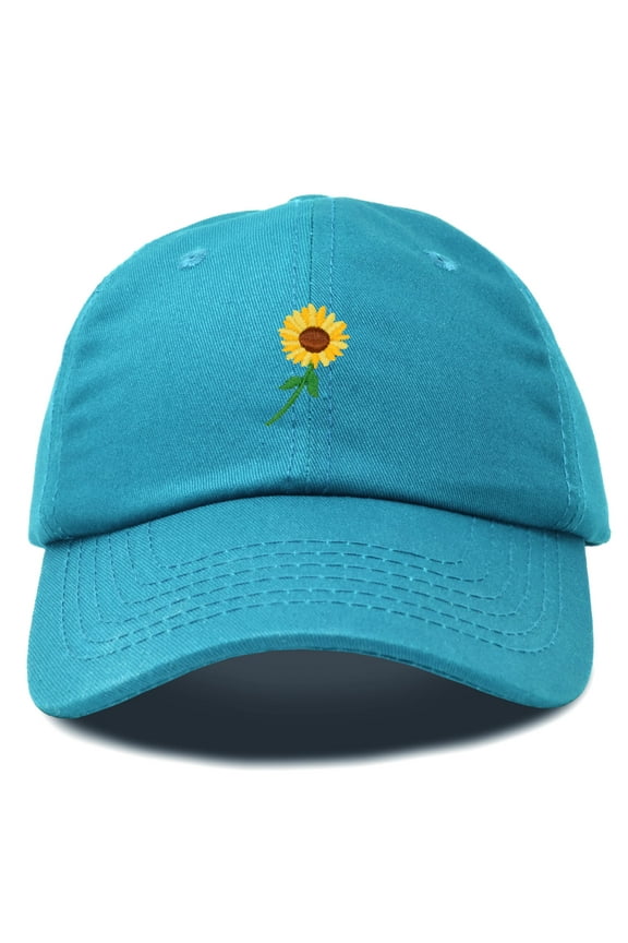 Sunflower Hat Womens Floral Baseball Cap in Teal