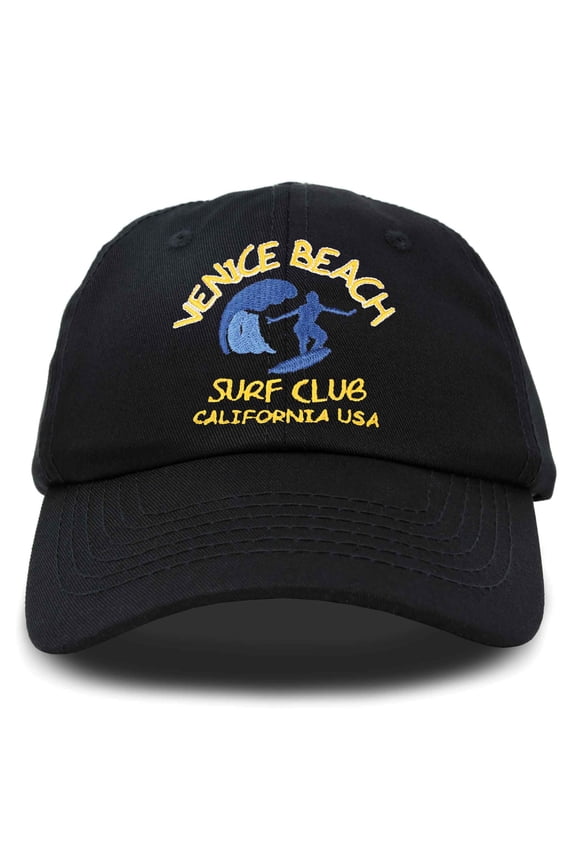 Surf Venice Beach Ball Cap Embroidered Hat in Black