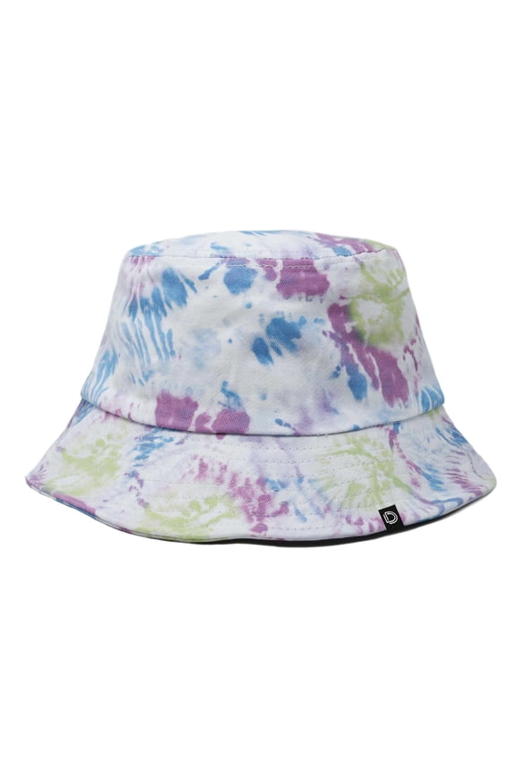 Tie Dye 100% Cotton Unisex Outdoor Summer Bucket Hat in Green - Medium