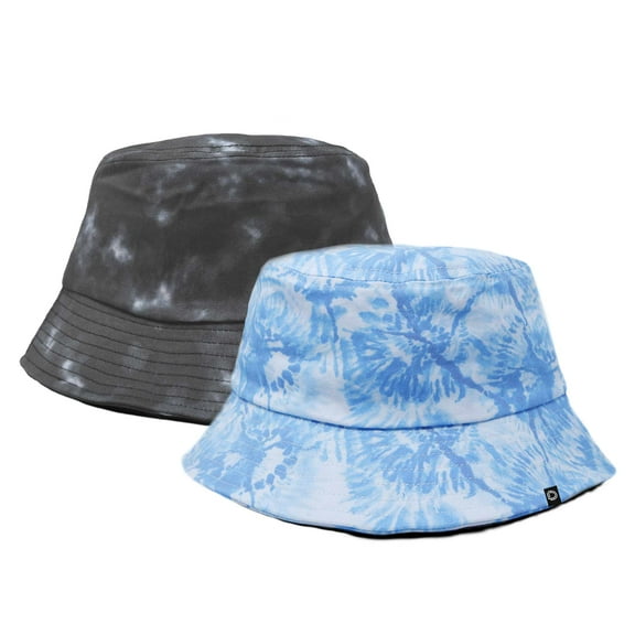 DALIX Tie Dye 100% Cotton Unisex Outdoor Summer Bucket Hats in Black and Blue - Large (2-Pack)