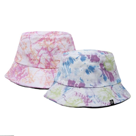 DALIX Tie Dye 100% Cotton Unisex Outdoor Summer Bucket Hats in Pink and Green - Medium (2-Pack)