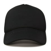 DALIX Trucker Cap Mesh Hat with Solid Colors and Adjustable Strap and Small Braid in Black