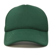 DALIX Trucker Cap Mesh Hat with Solid Colors and Adjustable Strap and Small Braid in Dark Green