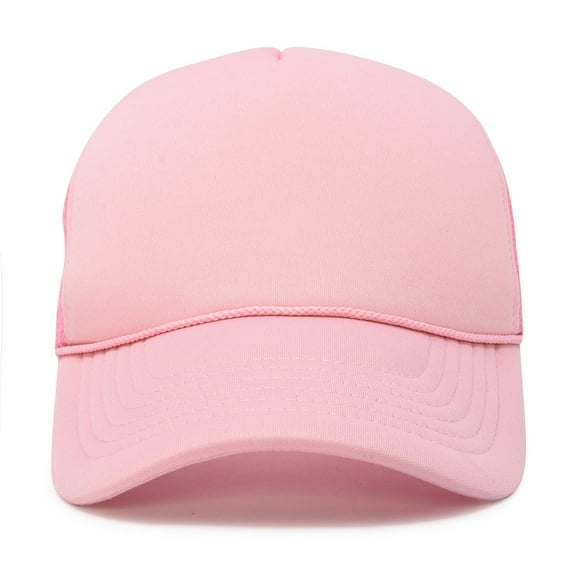 DALIX Trucker Cap Mesh Hat with Solid Colors and Adjustable Strap and Small Braid in Light Pink