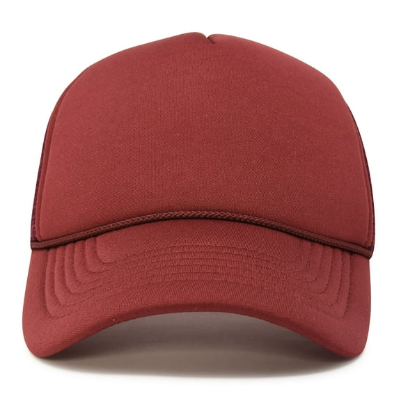 DALIX Trucker Cap Mesh Hat with Solid Colors and Adjustable Strap and Small Braid in Maroon