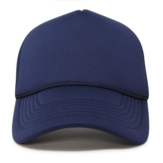 DALIX Trucker Cap Mesh Hat with Solid Colors and Adjustable Strap and Small Braid in Navy Blue