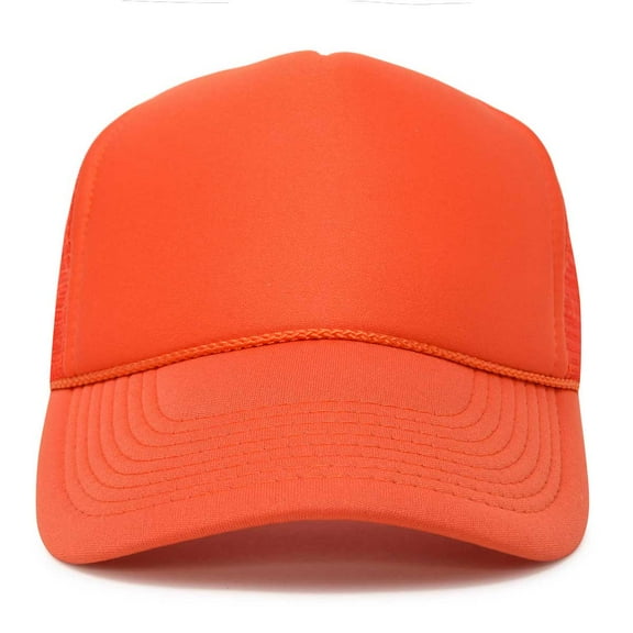DALIX Trucker Cap Mesh Hat with Solid Colors and Adjustable Strap and Small Braid in Orange