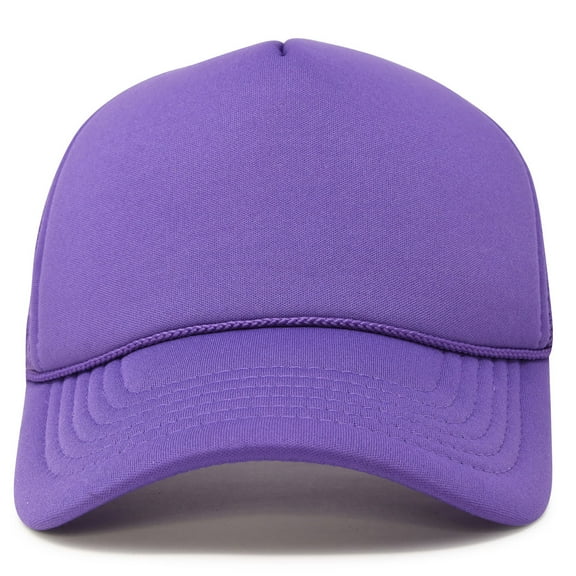 DALIX Trucker Cap Mesh Hat with Solid Colors and Adjustable Strap and Small Braid in Purple