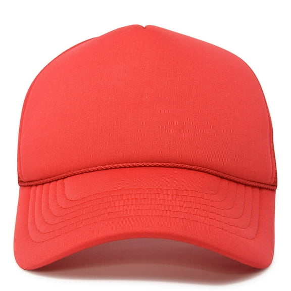 DALIX Trucker Cap Mesh Hat with Solid Colors and Adjustable Strap and Small Braid in Red