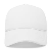 DALIX Trucker Cap Mesh Hat with Solid Colors and Adjustable Strap and Small Braid in White