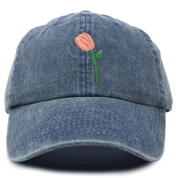 DALIX Tulip Hat Womens Floral Collection Baseball Cap in Navy Blue Vintage