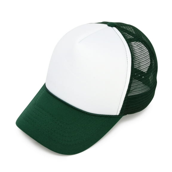 DALIX Two Tone Summer Mesh Cap in Dark Green and White Trucker Hat