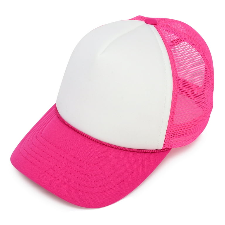 DALIX Two Tone Summer Mesh Cap in Hot Pink and White Trucker