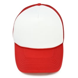 DALIX Youth Mesh Trucker Cap Adjustable Hat in Red White